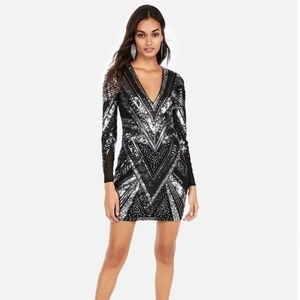 NEVER WORN! Sequin black/silver dress